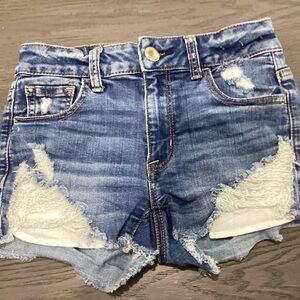 American Eagle Outfitters Blue Distressed Jean Shorts